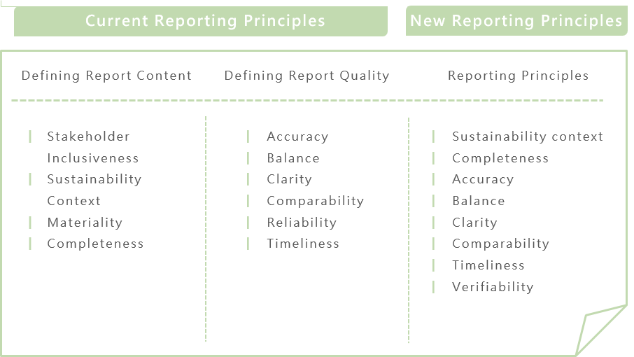Diagram of the consolidated 8 reporting principles